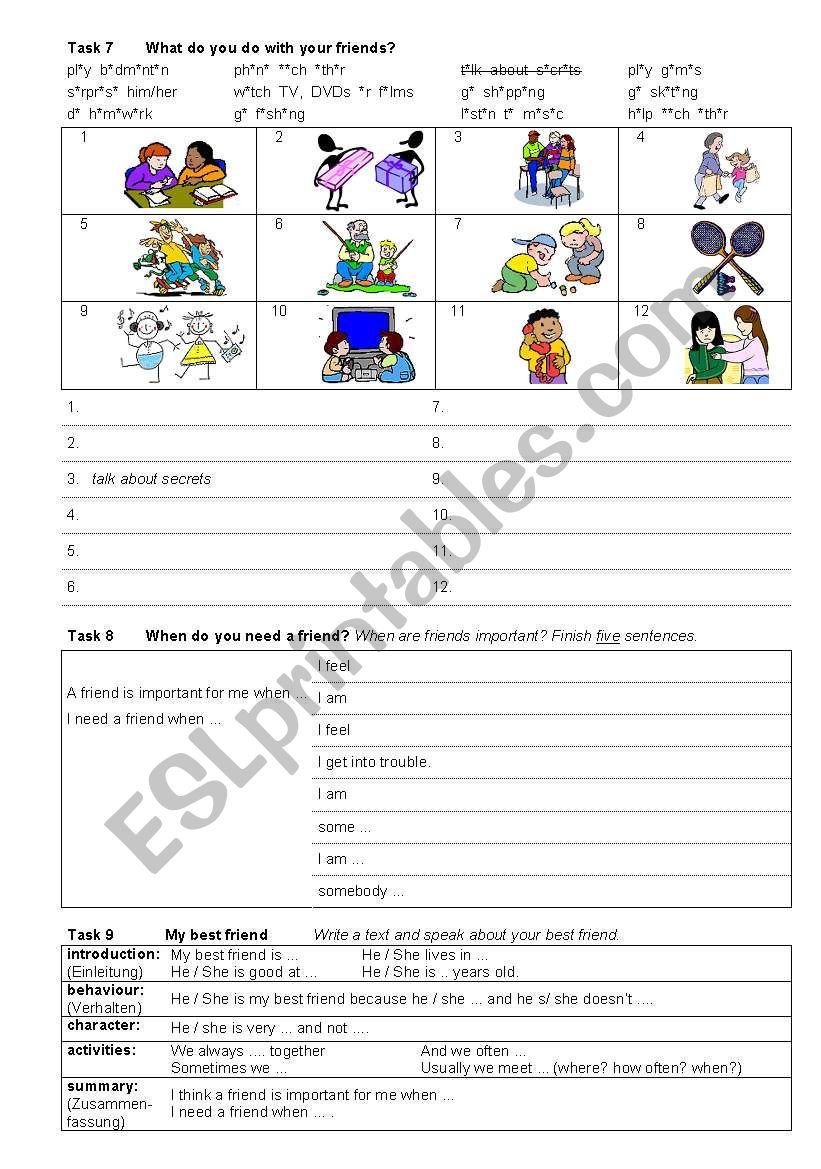 friends worksheet
