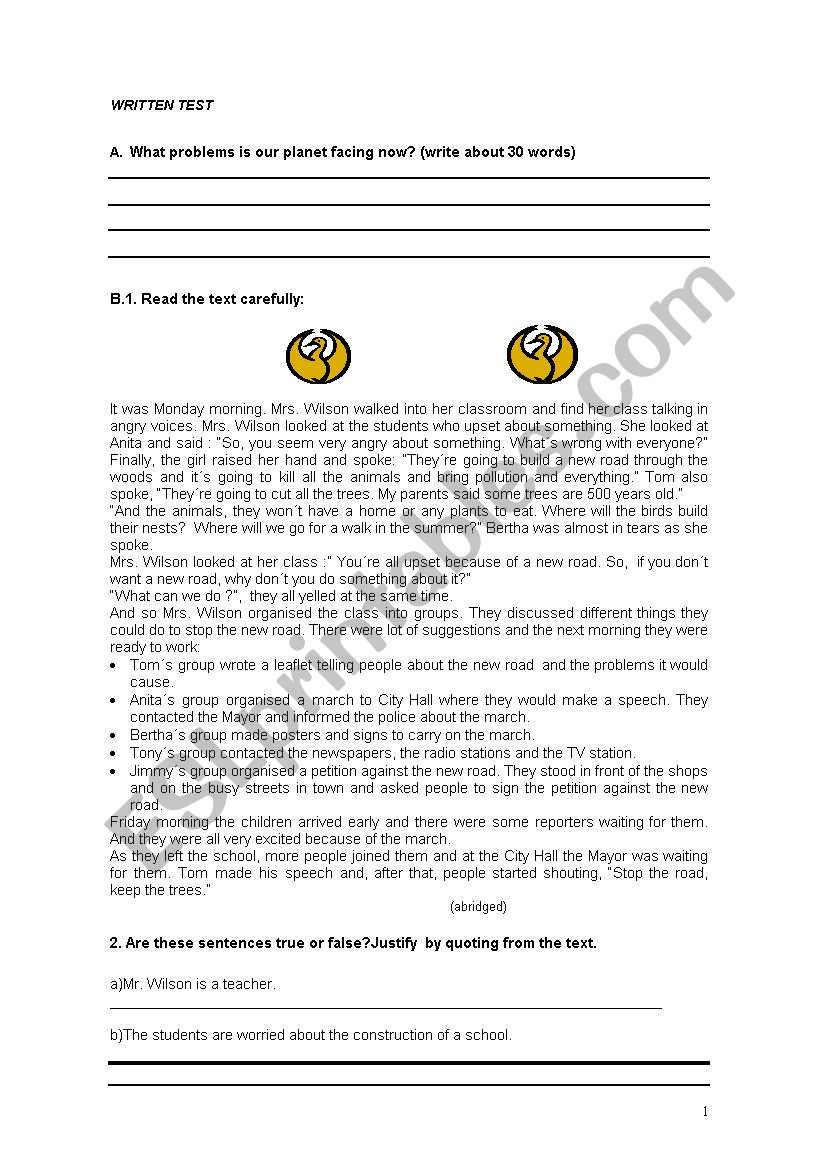 Protecting the environment worksheet