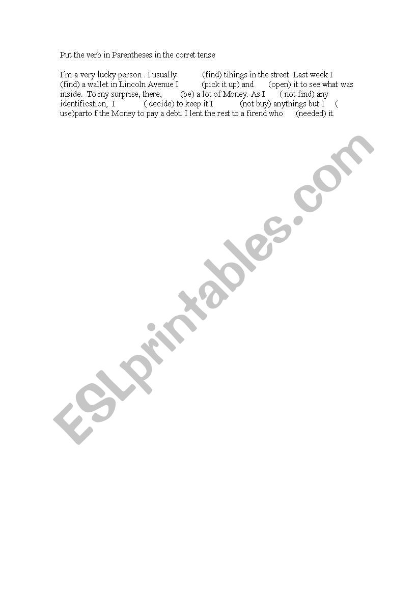correct tense worksheet