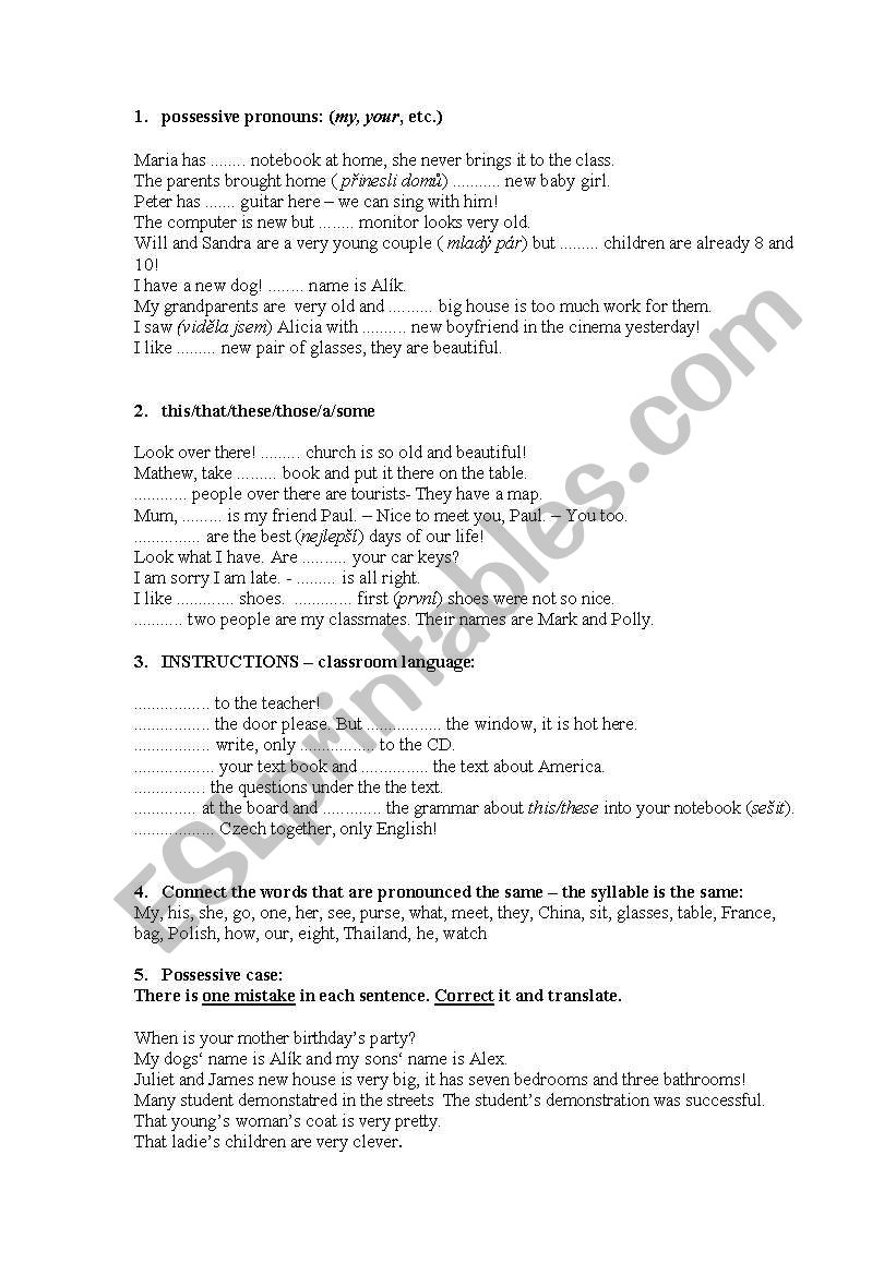 test elementary worksheet