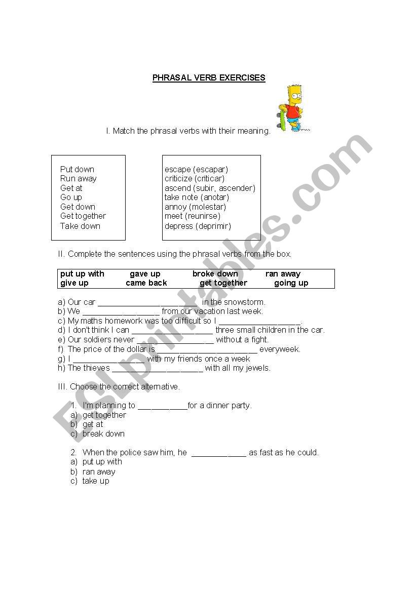 phrasal verbs worksheet