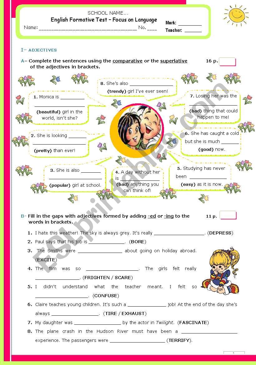 Grammar Formative Test for Advanced and/Or upper Intermediate students 