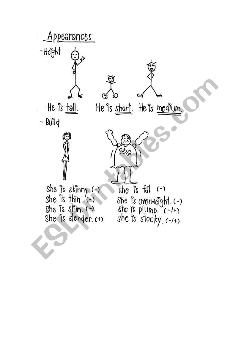 Appearances worksheet