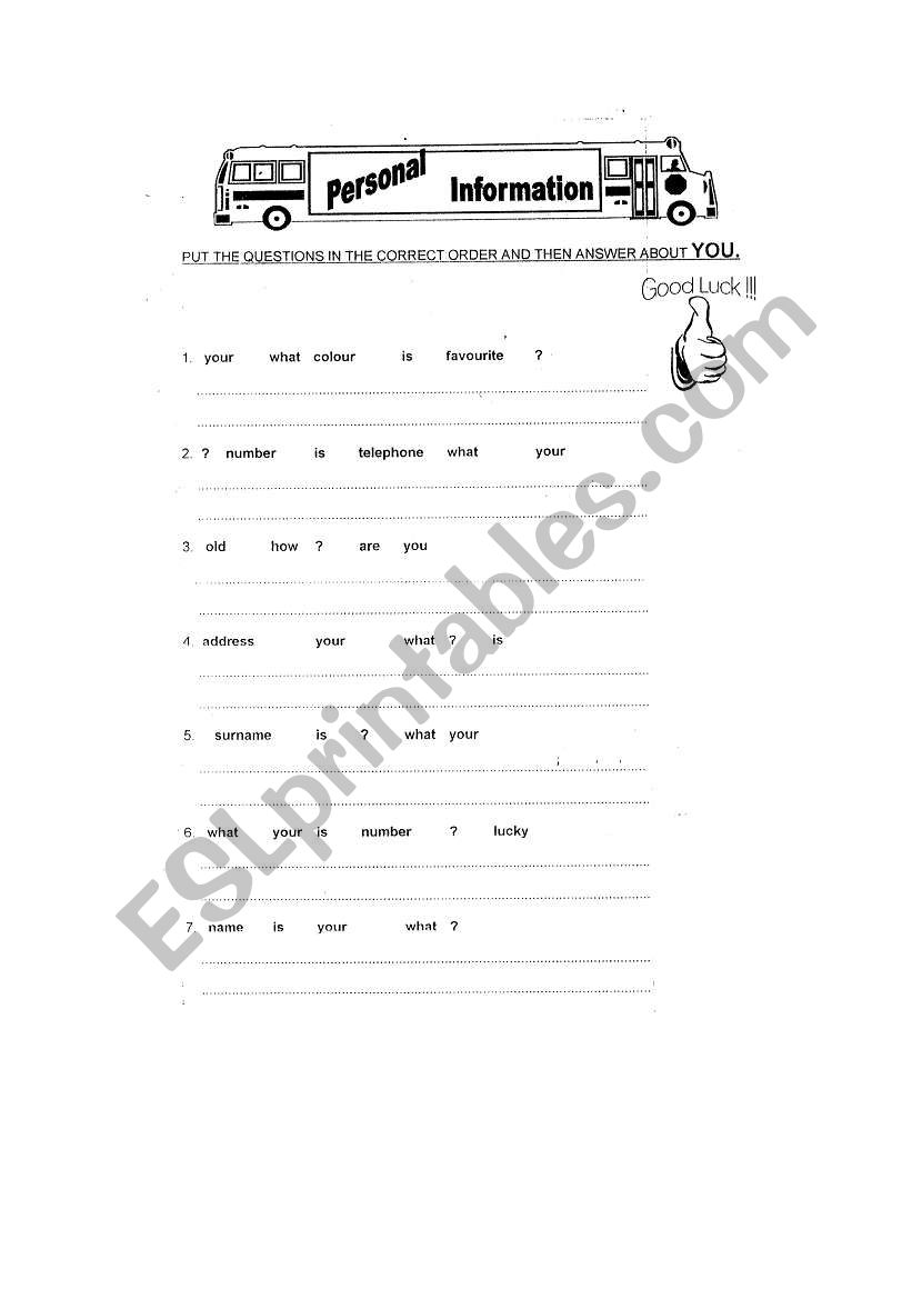 verb TO BE worksheet