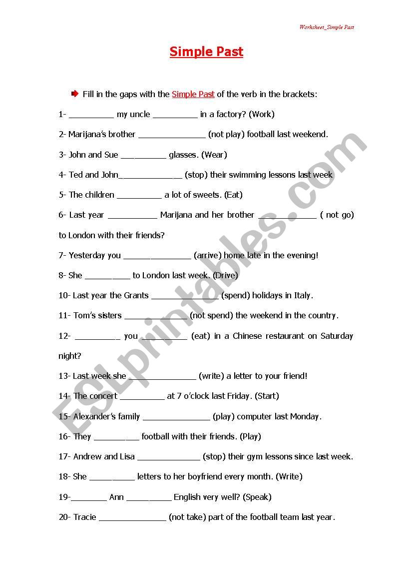 Past Simple worksheet