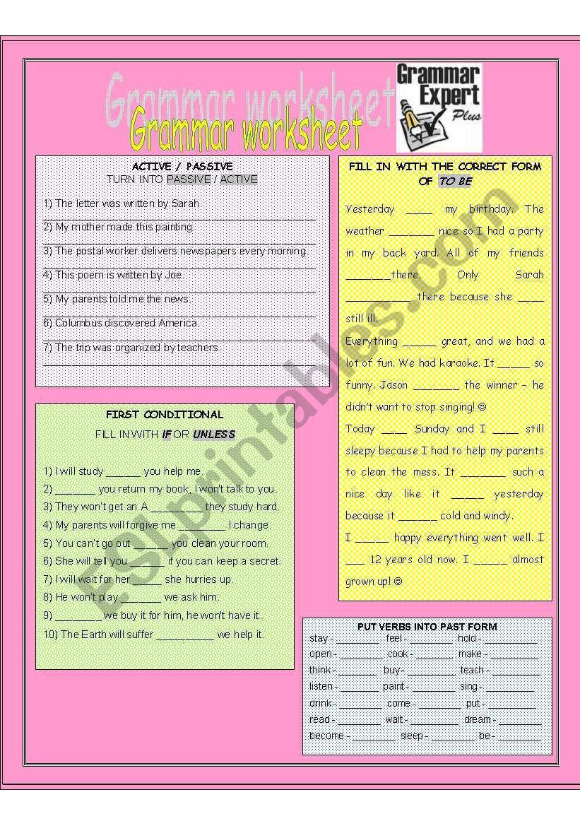 grammar revision worksheet