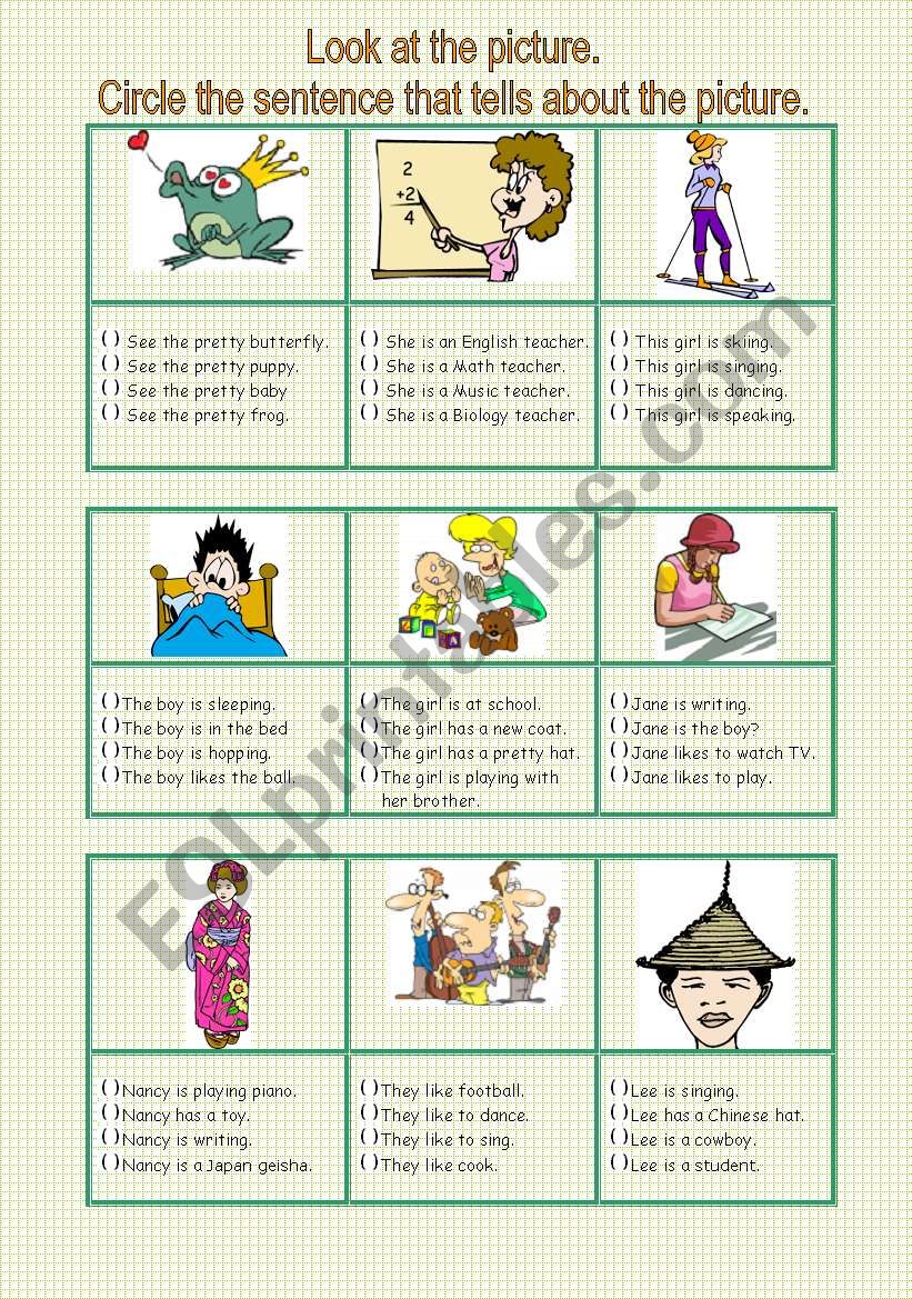 Tell about  the picture. worksheet
