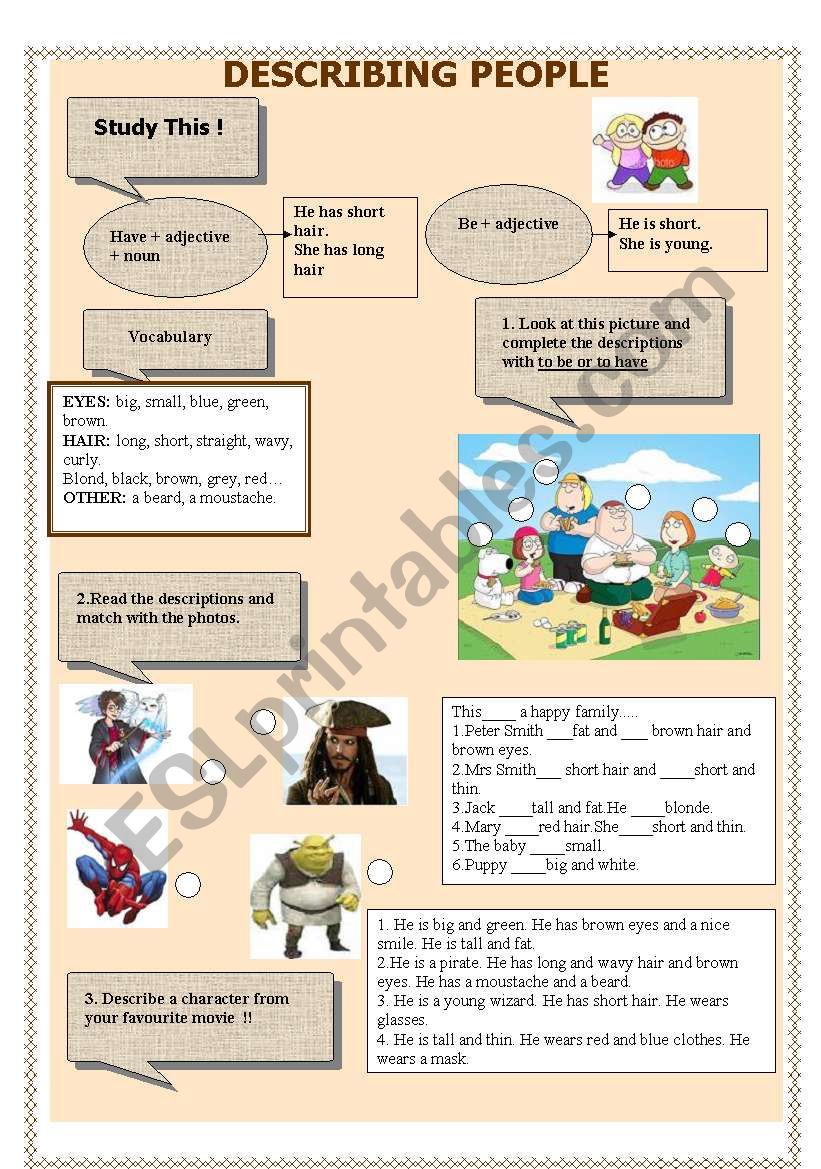 Describing people worksheet