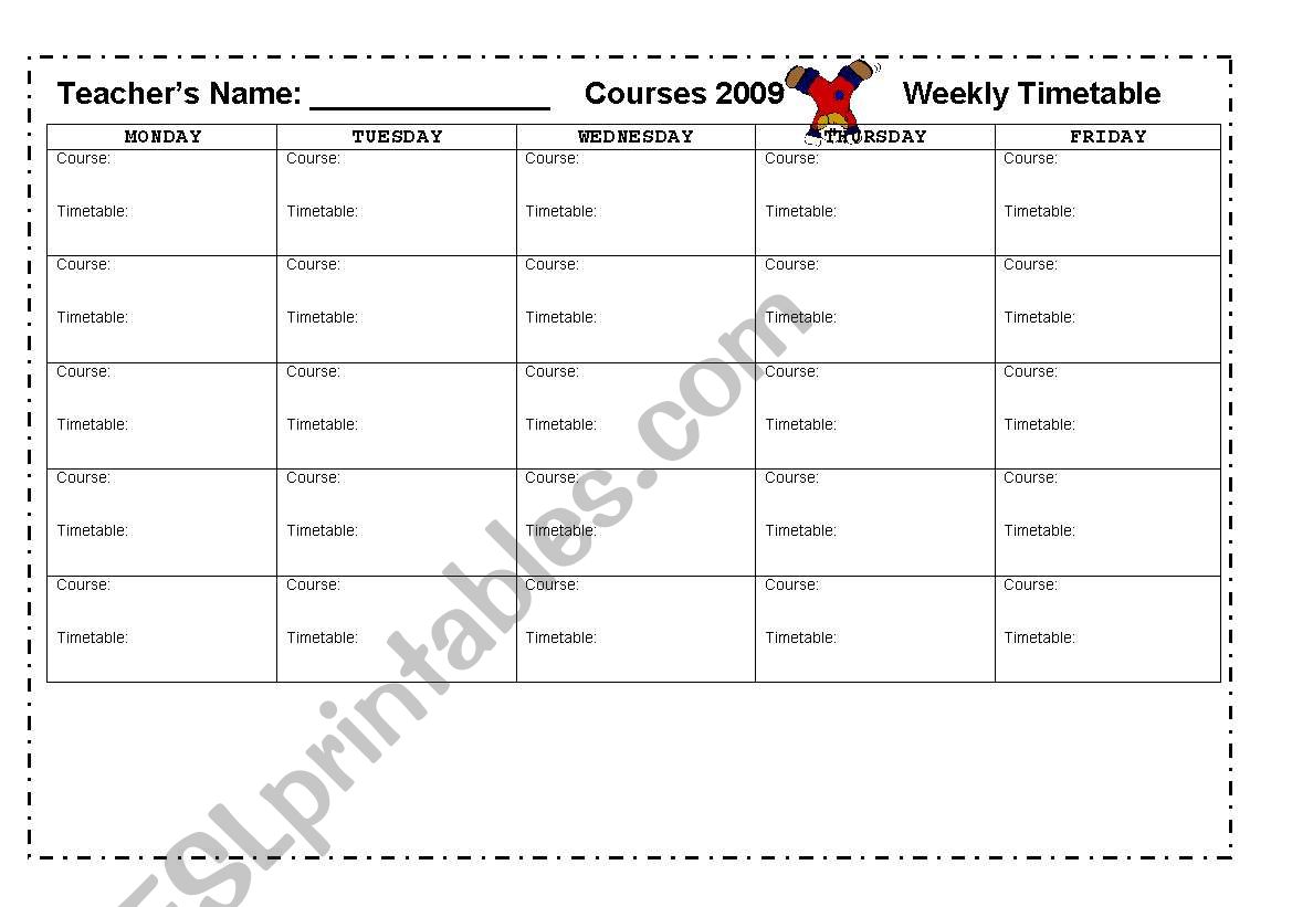 TIMETABLE 2009 worksheet