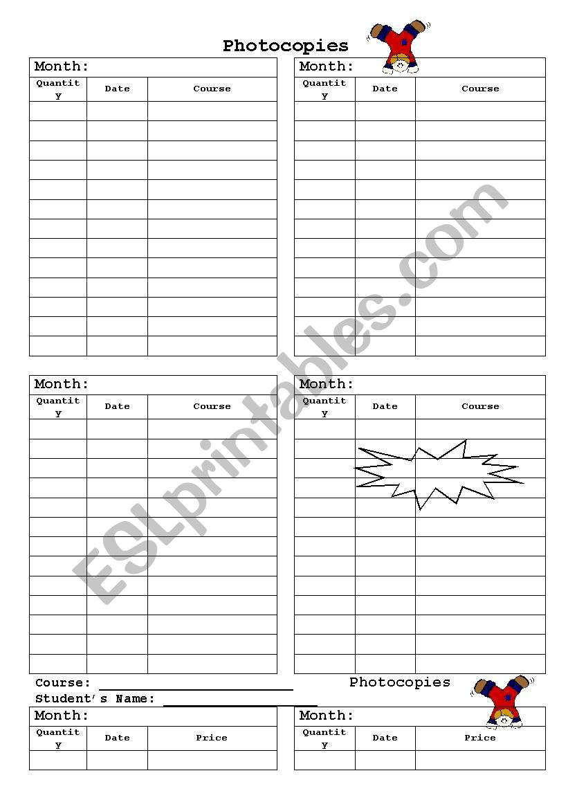 PHOTOCOPY ASSISTANCE worksheet