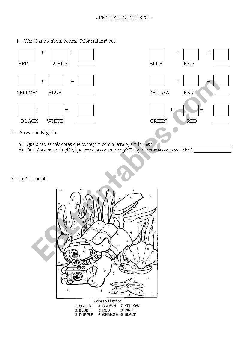 Colors worksheet