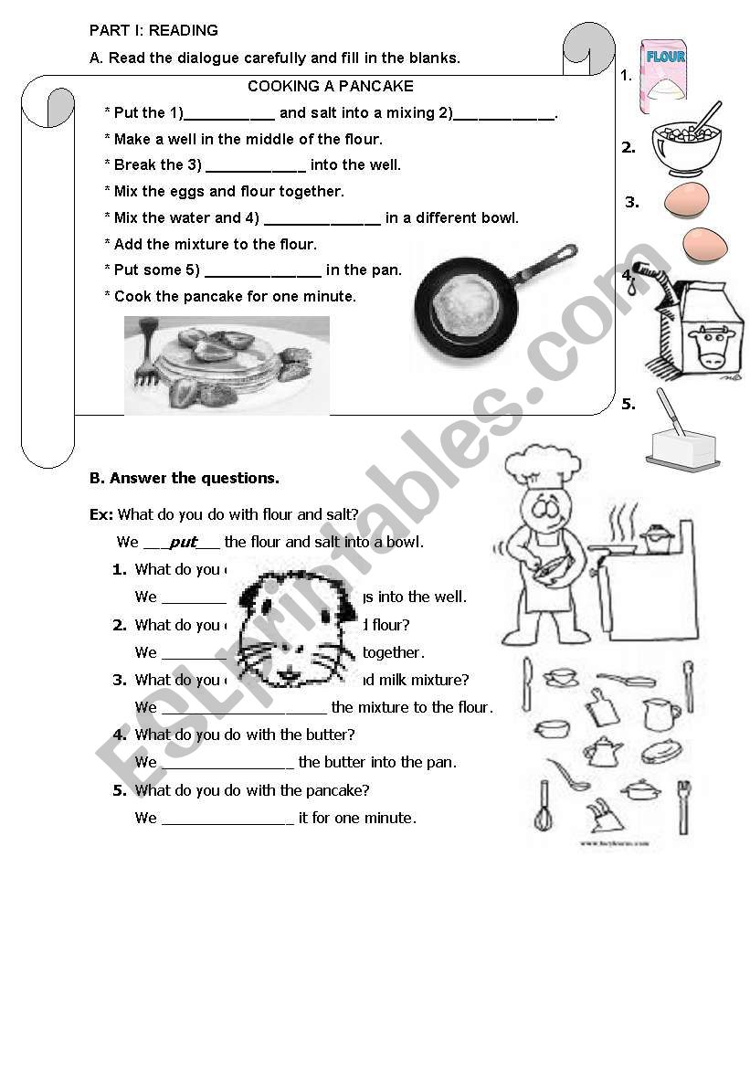 COOKING worksheet
