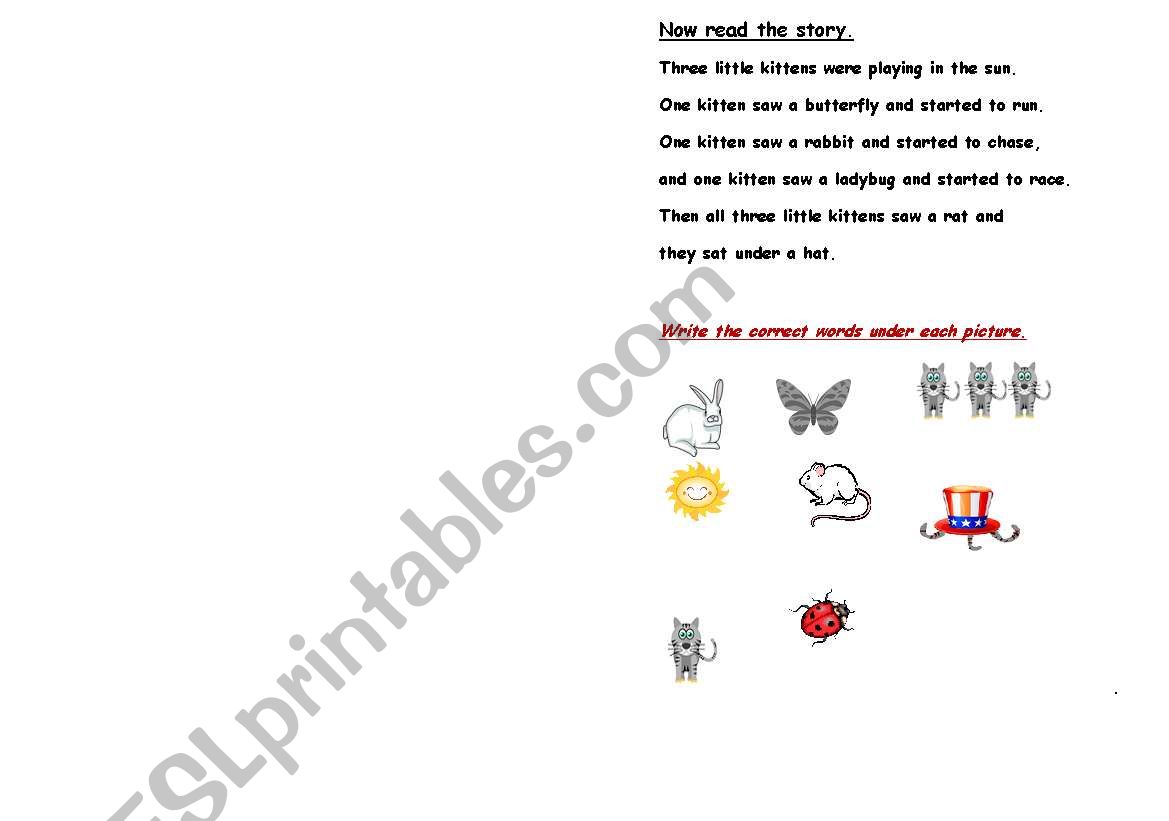 The Three Little Kittens worksheet