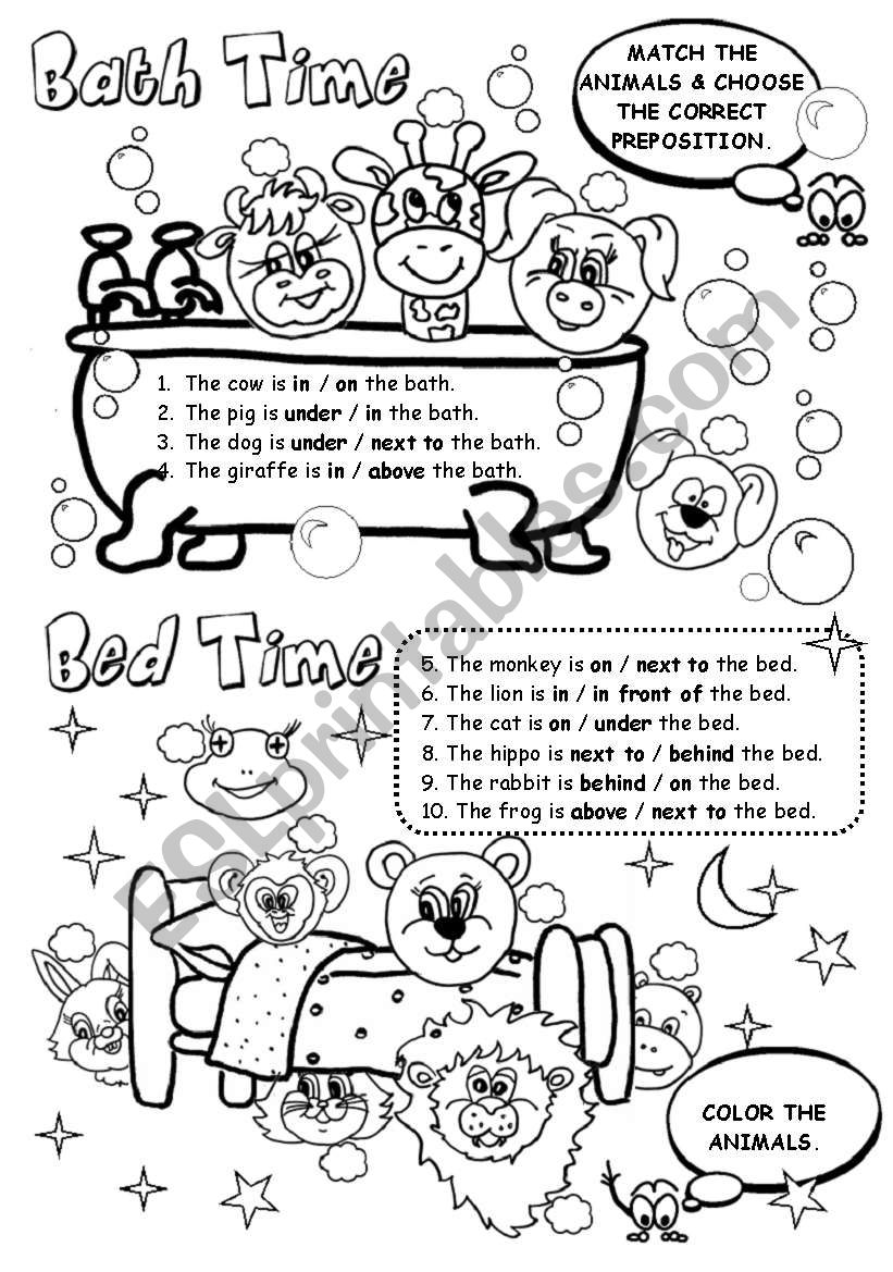 Bath Time / Bed Time worksheet