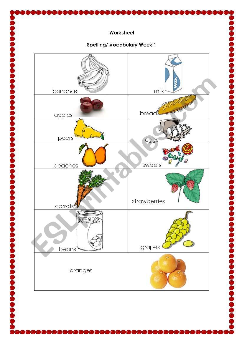 Fruits worksheet