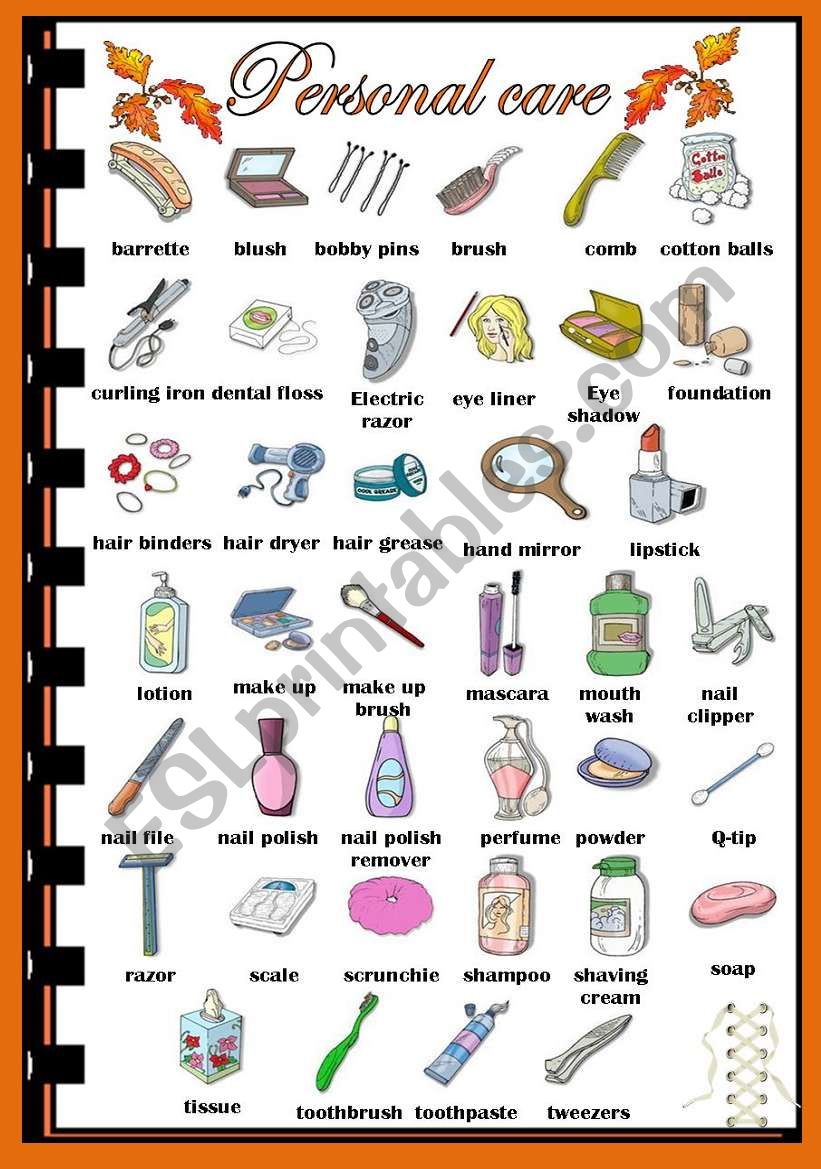 Personal Care worksheet