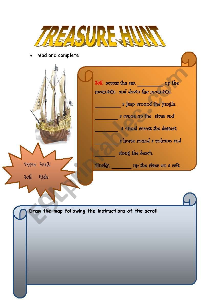 TREASURE HUNTÂ¡  (part 1) worksheet