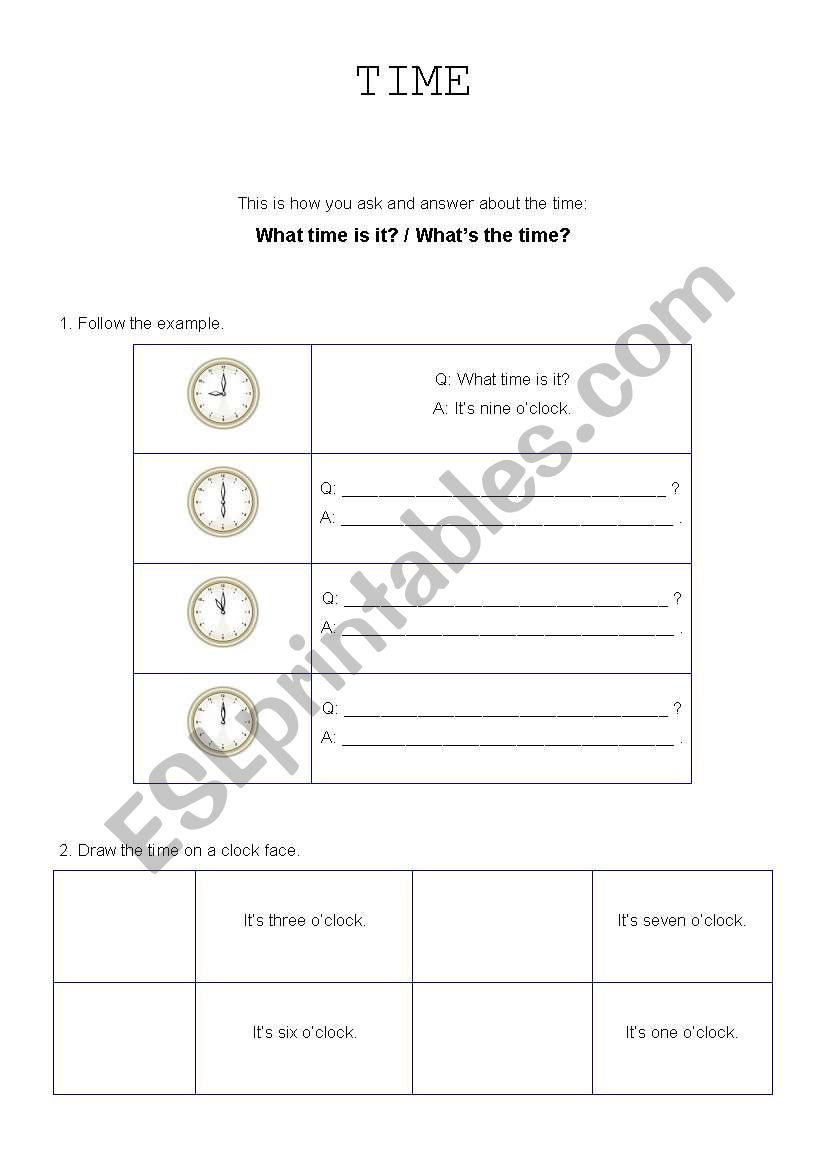 Time1a worksheet