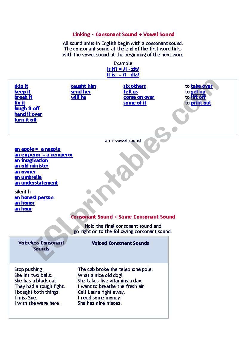 Ponunciation linking words to sound like a native speaker