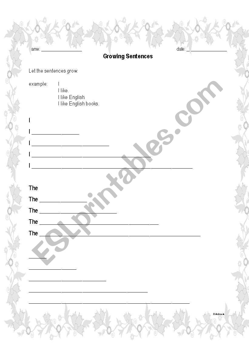 growing sentences worksheet