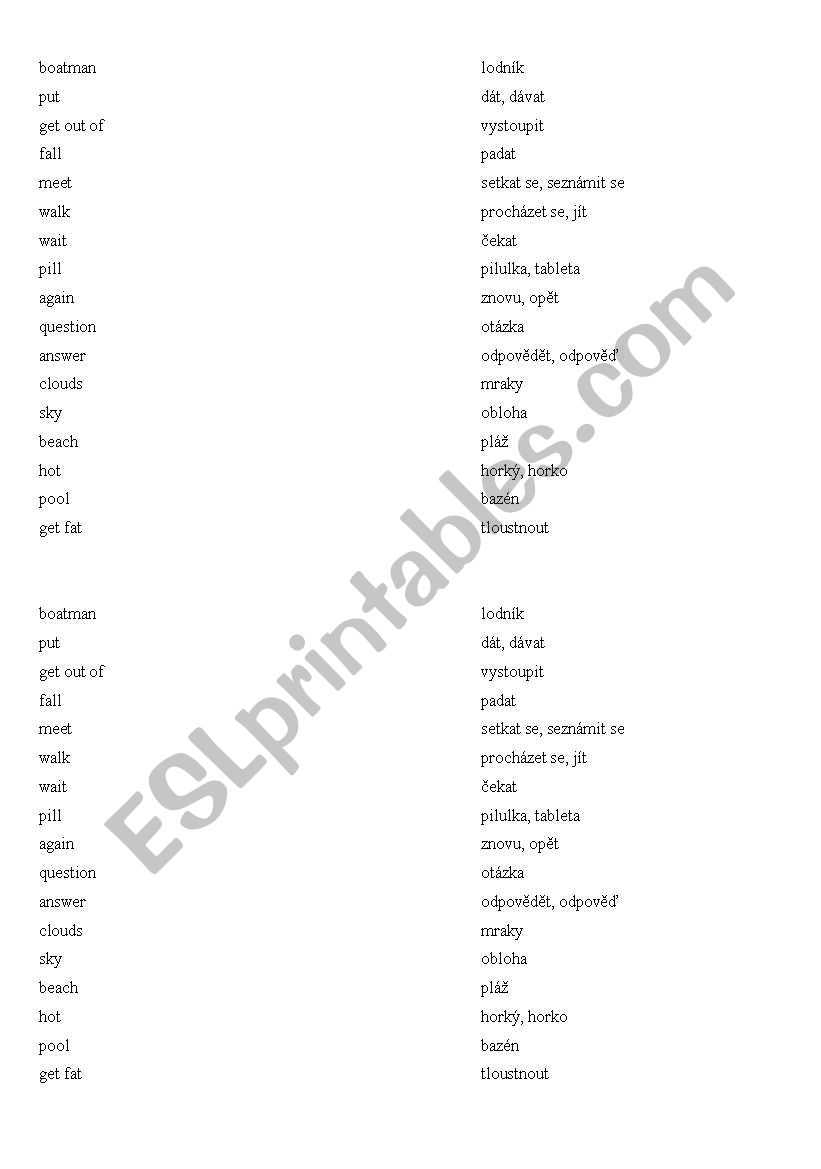 Vocabulary worksheet