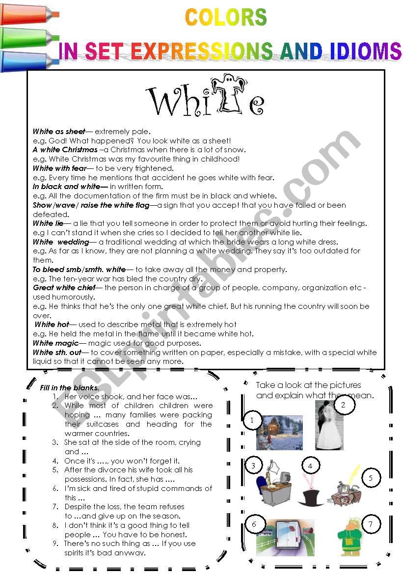 COLORS IN SET EXPRESSIONS AND IN IDIOMS! (PART 5) WHITE