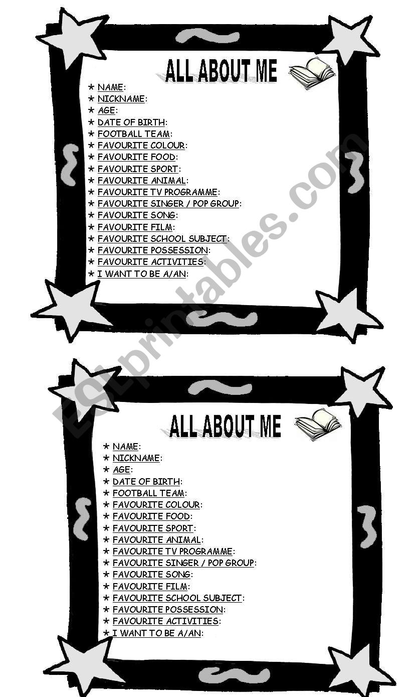 ALL ABOUT ME  worksheet