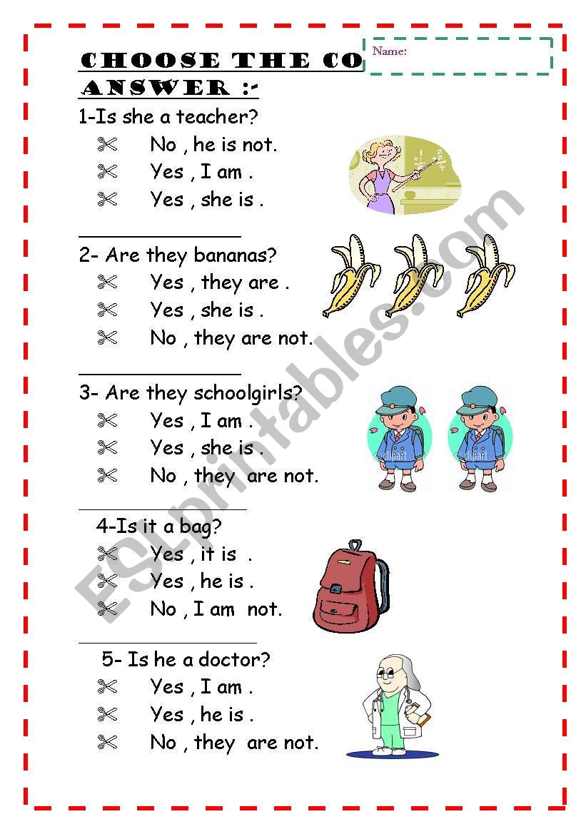 Choose the correct answer  worksheet