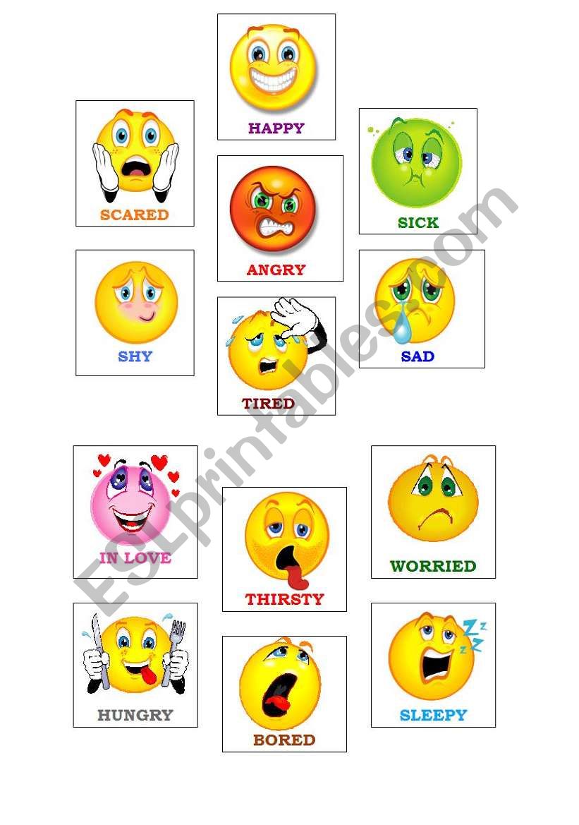 Flashcards with emotions worksheet