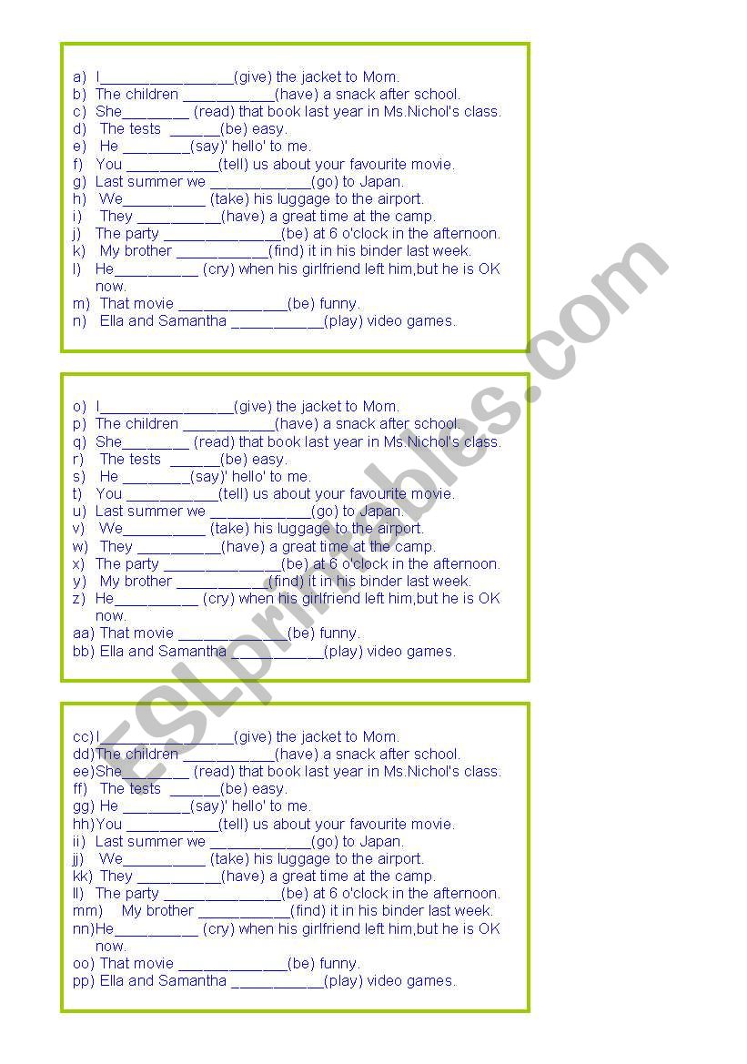 Excercises to practice Simple Past