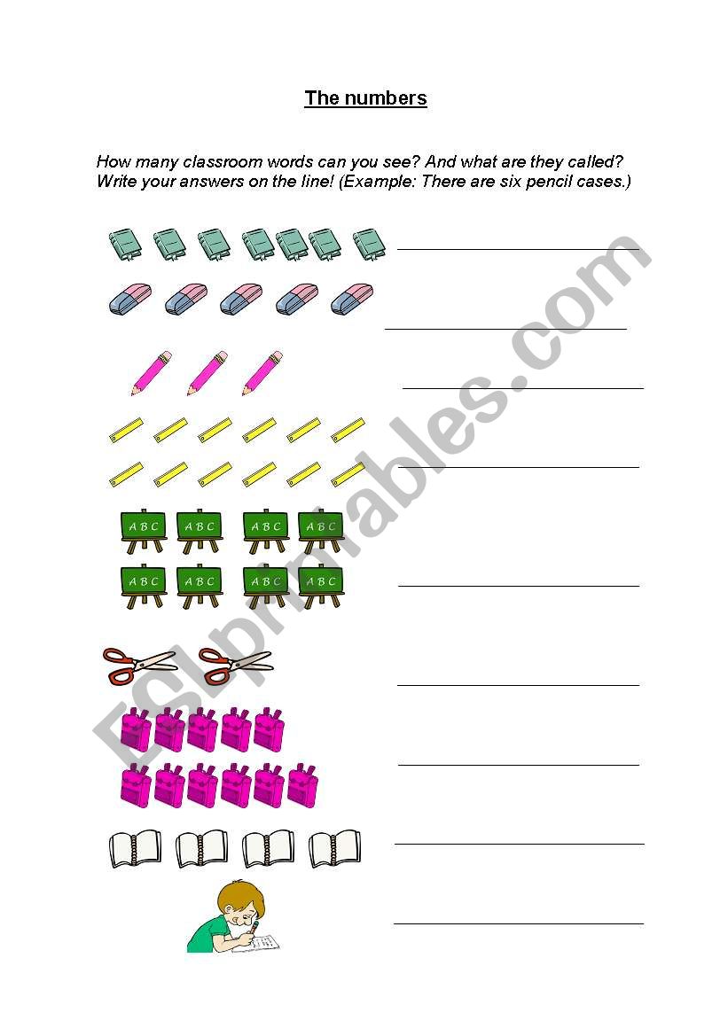 Numbers & Classroom Words worksheet