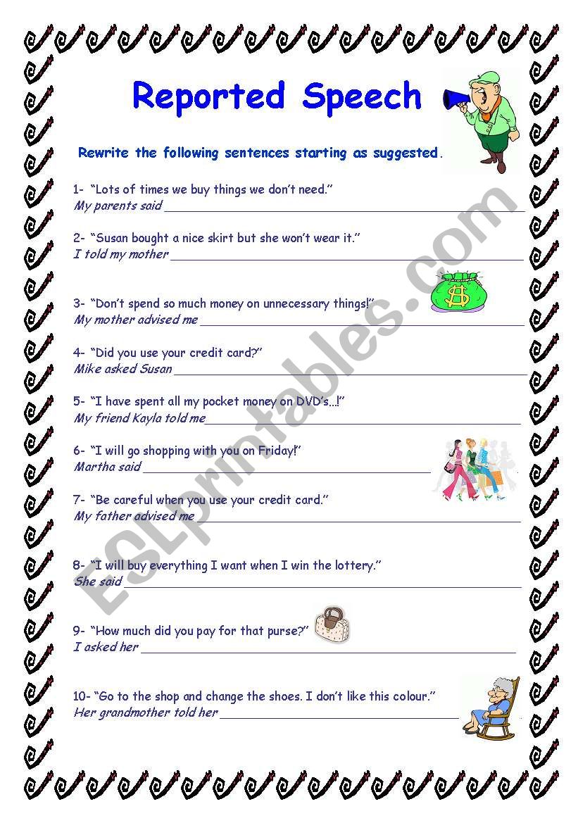 Reported Speech worksheet