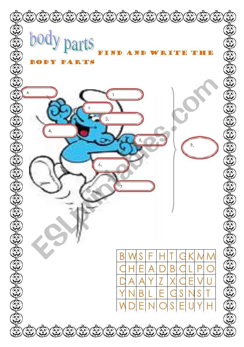 body parts worksheet