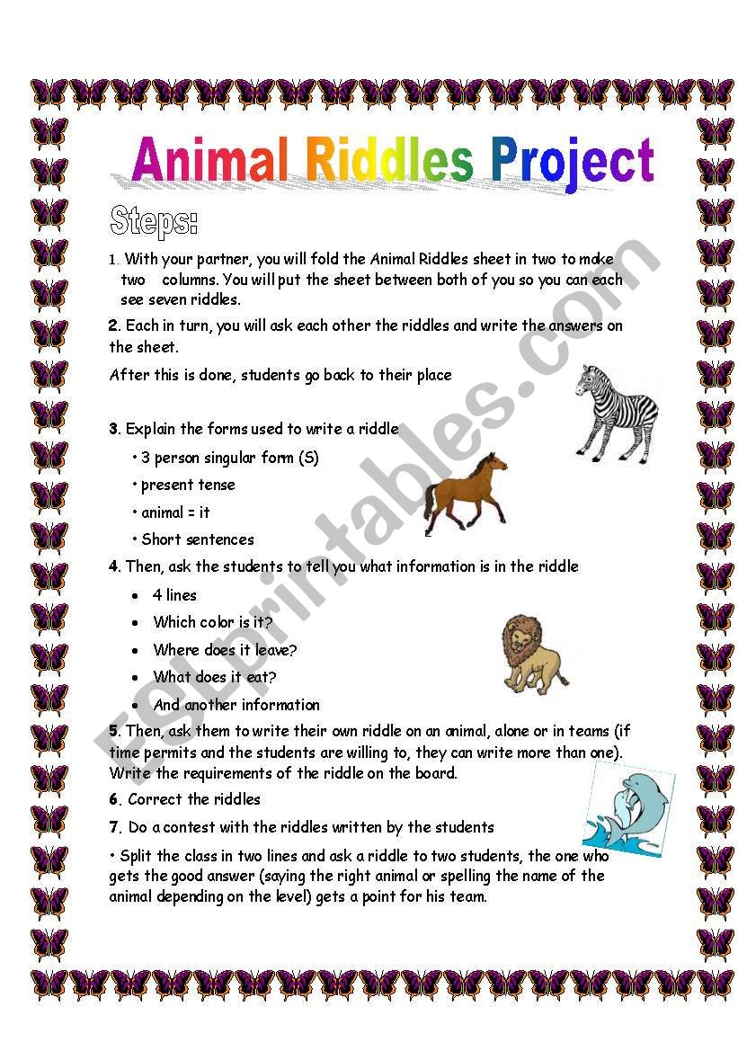 Animal Riddles worksheet