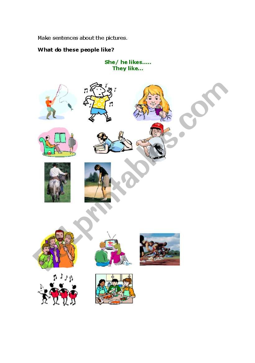 Likes and dislikes worksheet