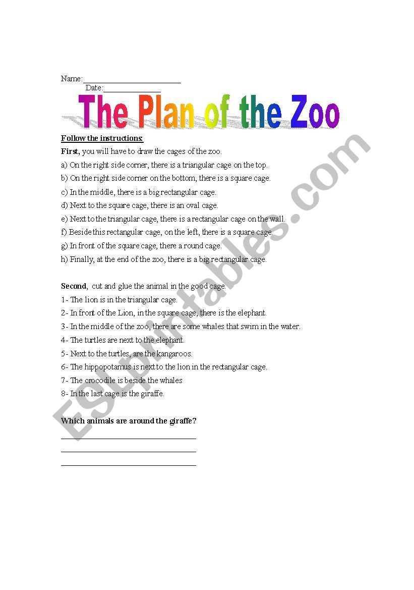 The Plan of the Zoo worksheet