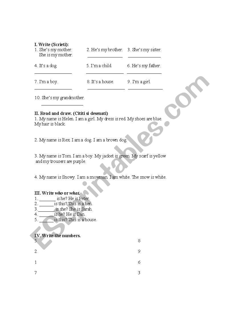 test worksheet