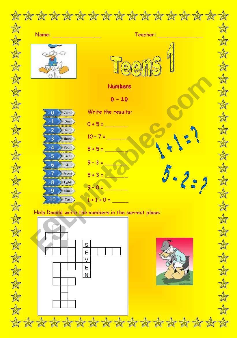 Numbers 1 - 10 worksheet