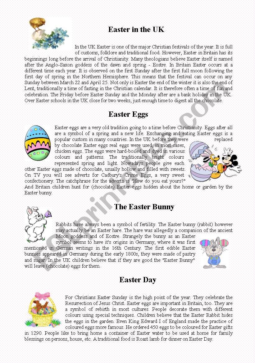 Easter in UK worksheet