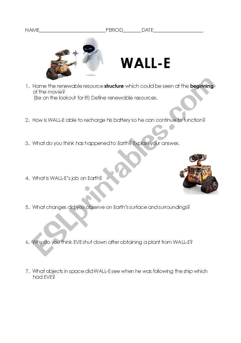 WALL-E worksheet
