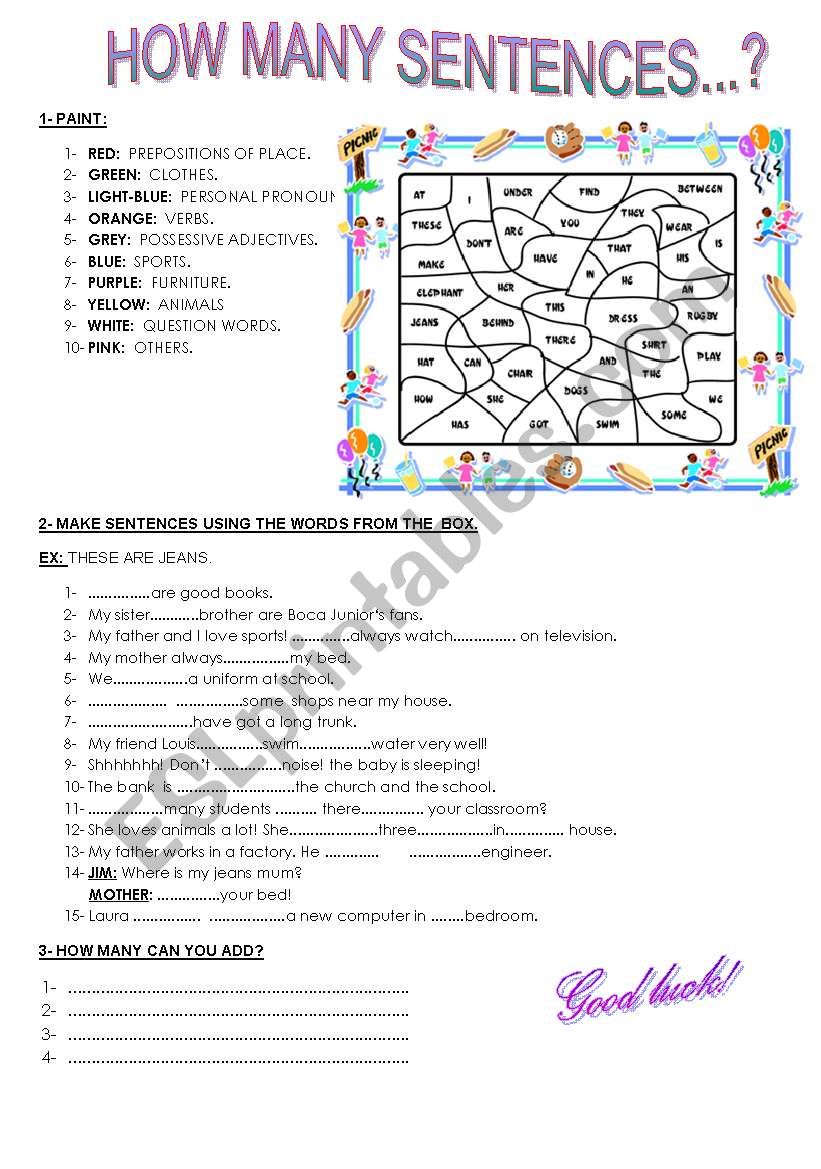 How many sentences? worksheet