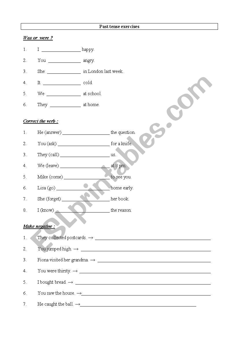 past tense exercises worksheet