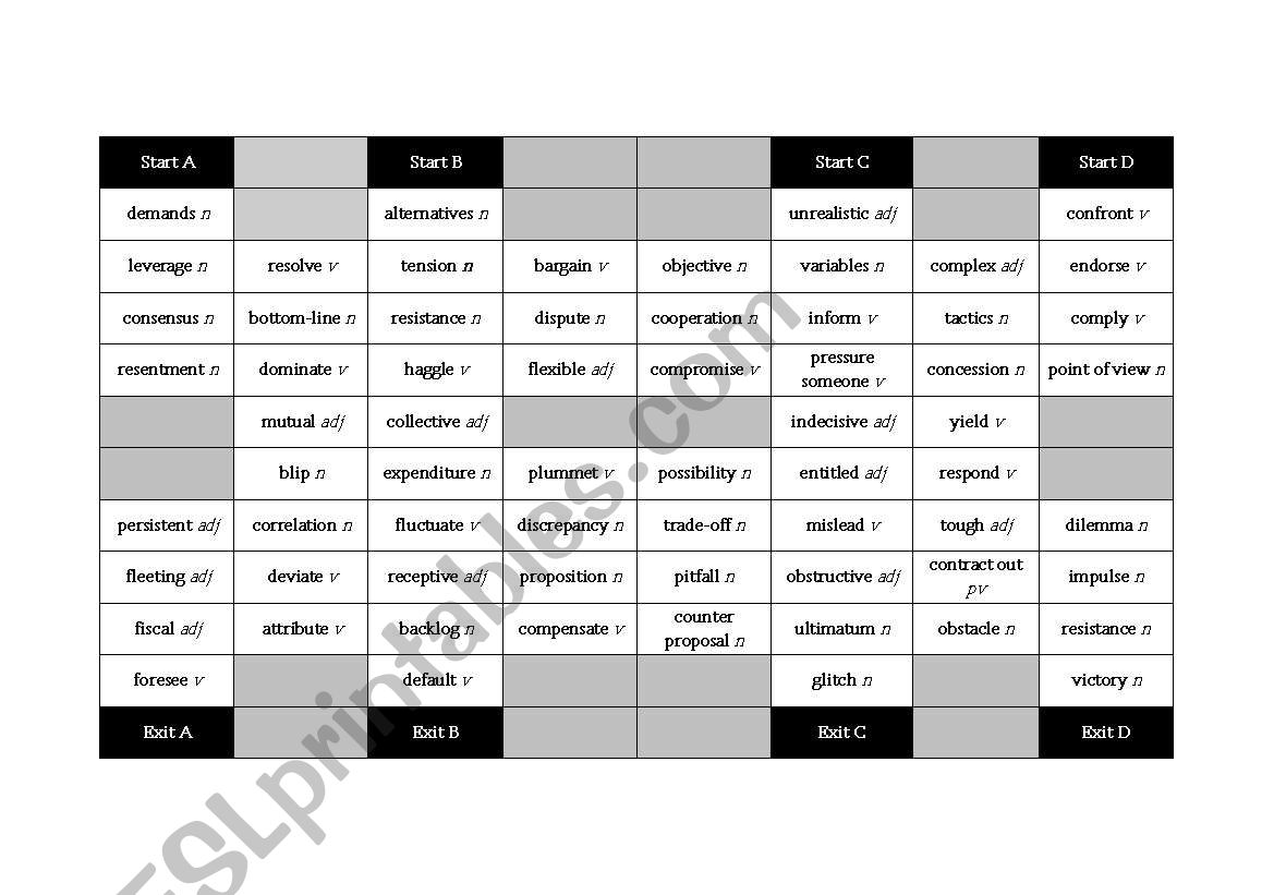 Business Definitions Maze worksheet