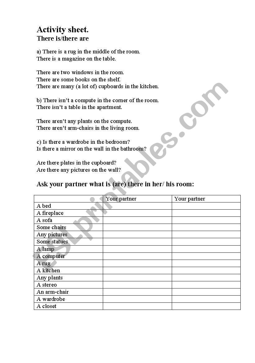 Activity sheet worksheet