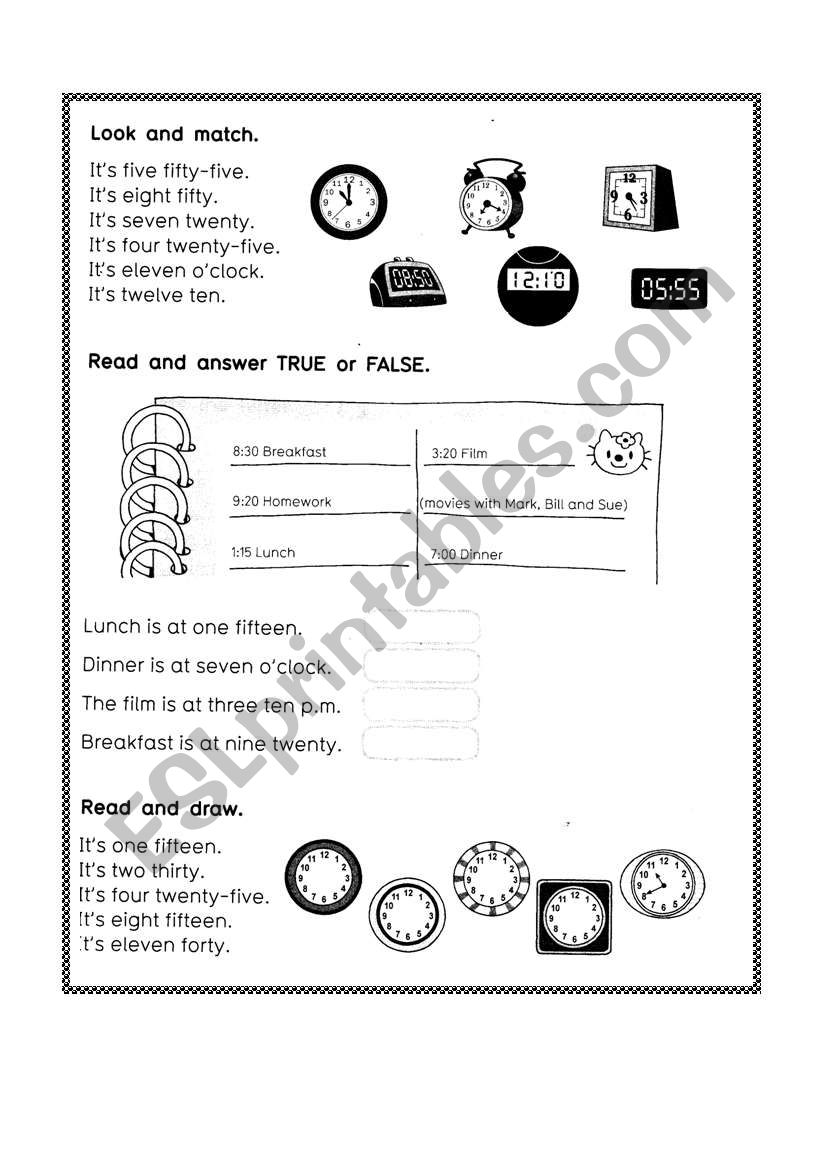 Hour worksheet