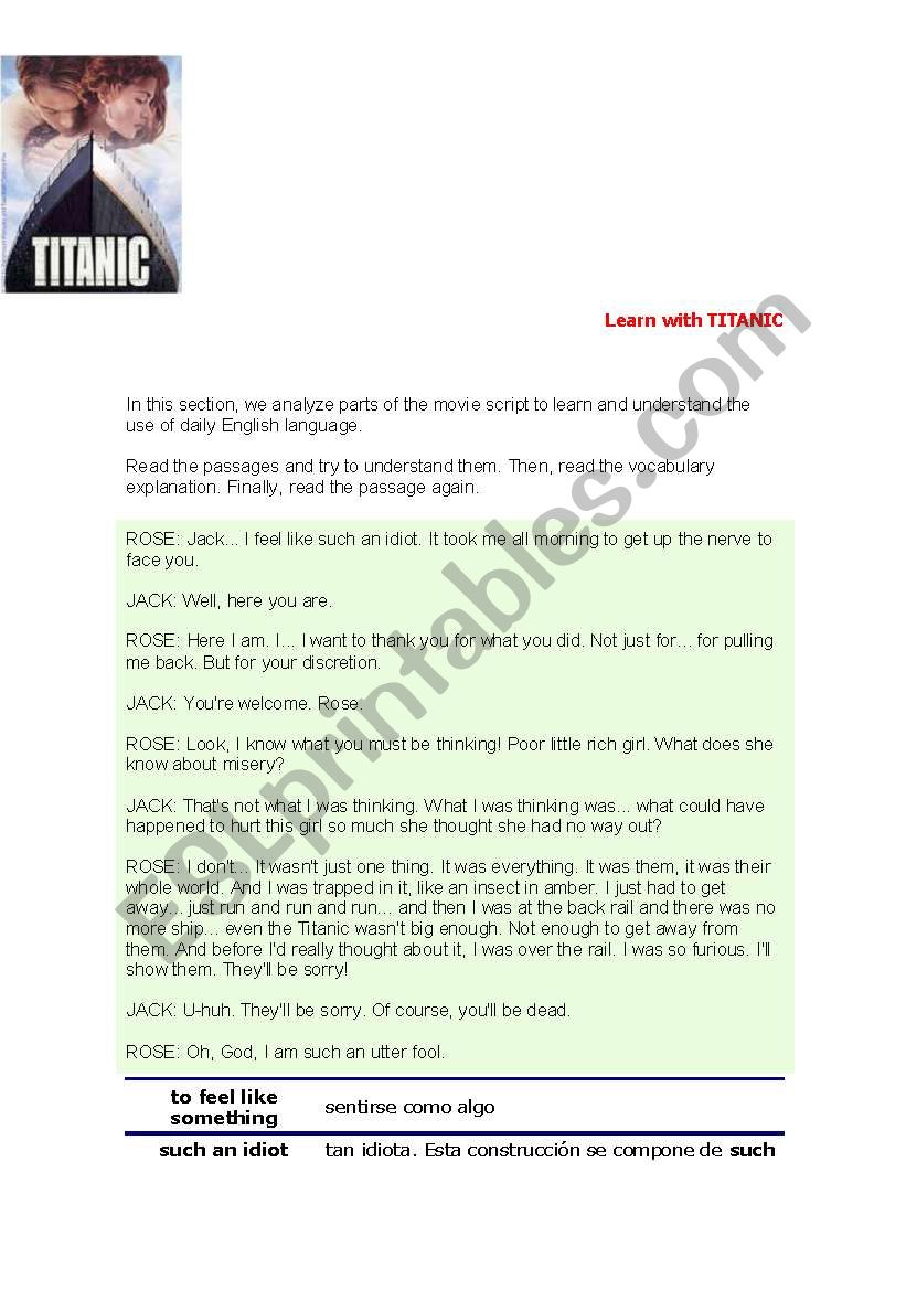 learn english with TITANIC worksheet
