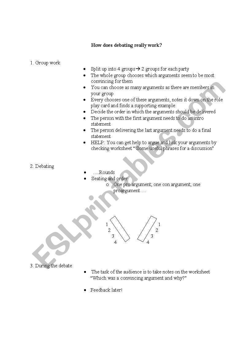 Debating a topic worksheet