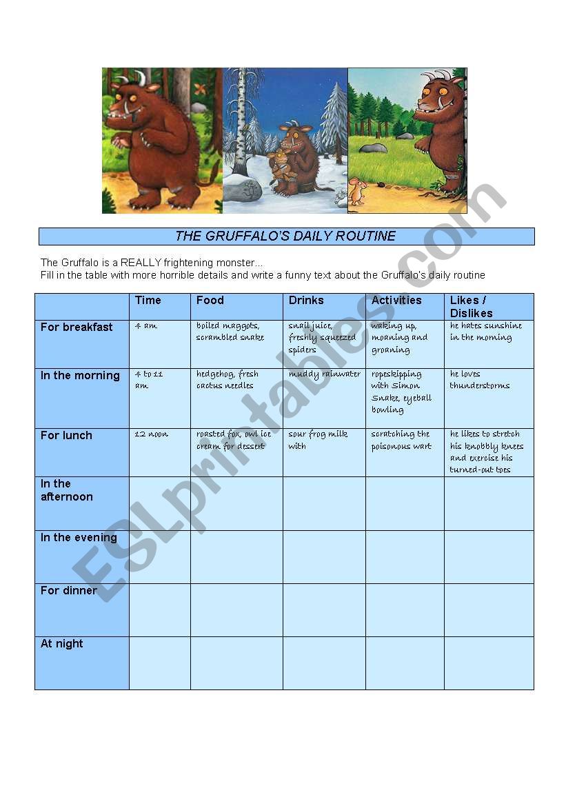 The Gruffalos Day worksheet