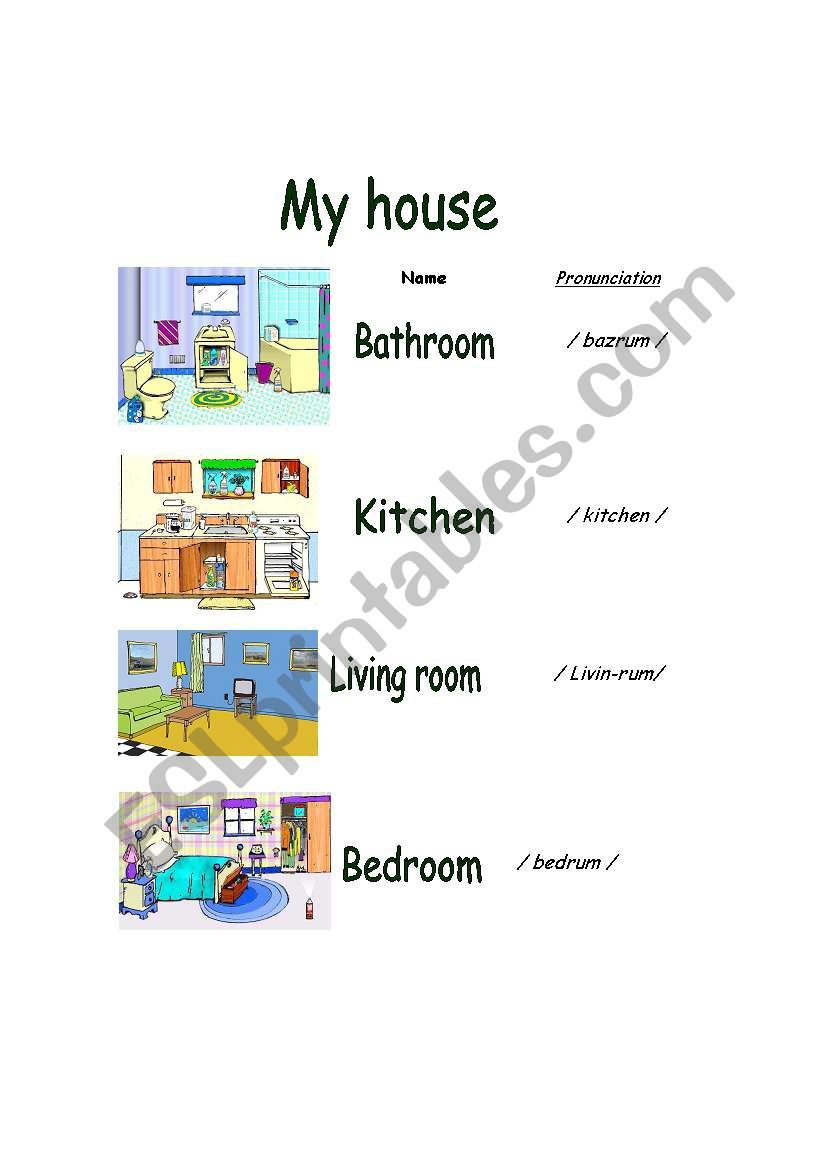 English worksheets: my house vocabulary