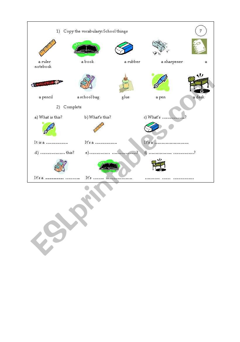 Identifying things worksheet